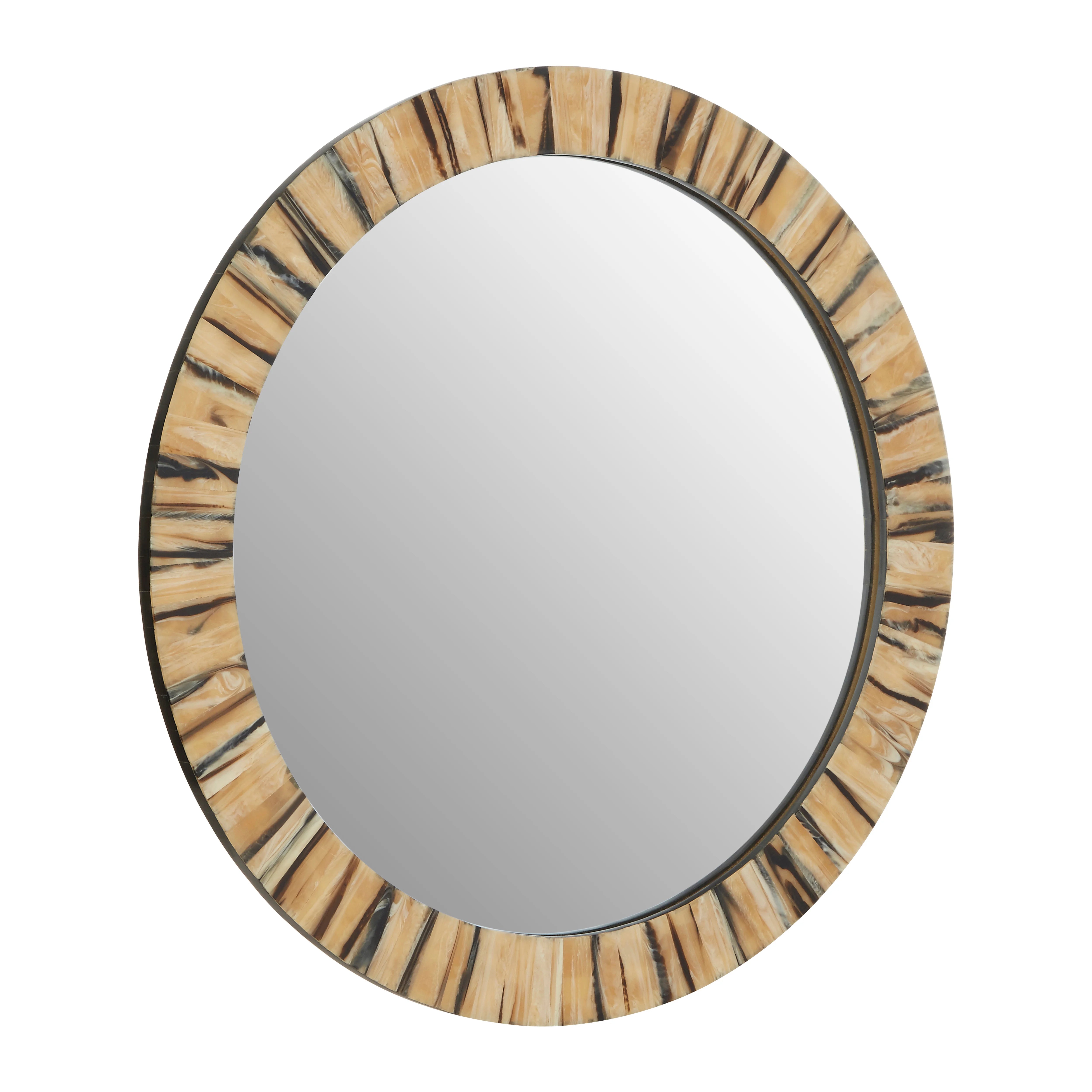 Midas Wood Grain Round Wall Mirror